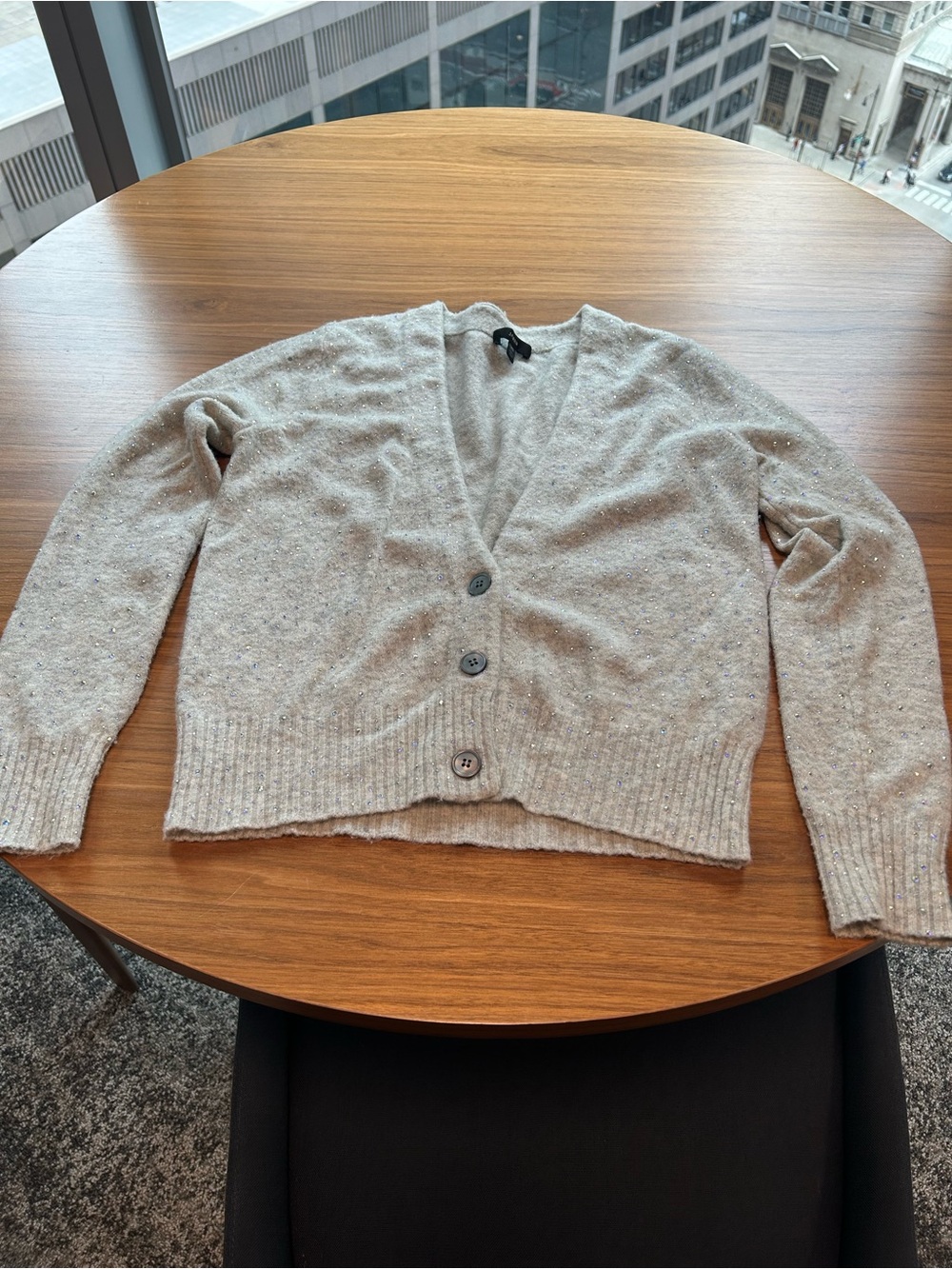 J. Crew Light Gray Sparkle V-Neck Sweater